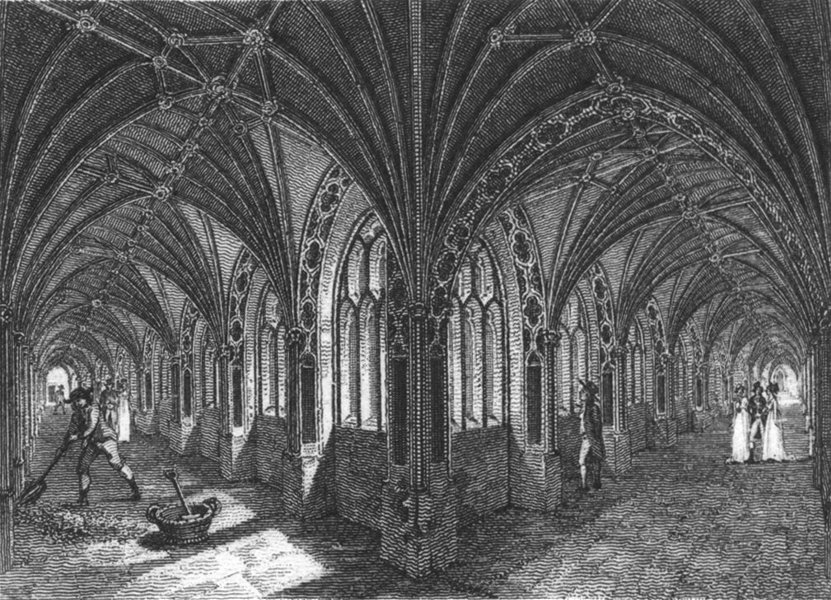 Associate Product WORCS. Cloisters of Worcester Cathedral 1807 old antique vintage print picture