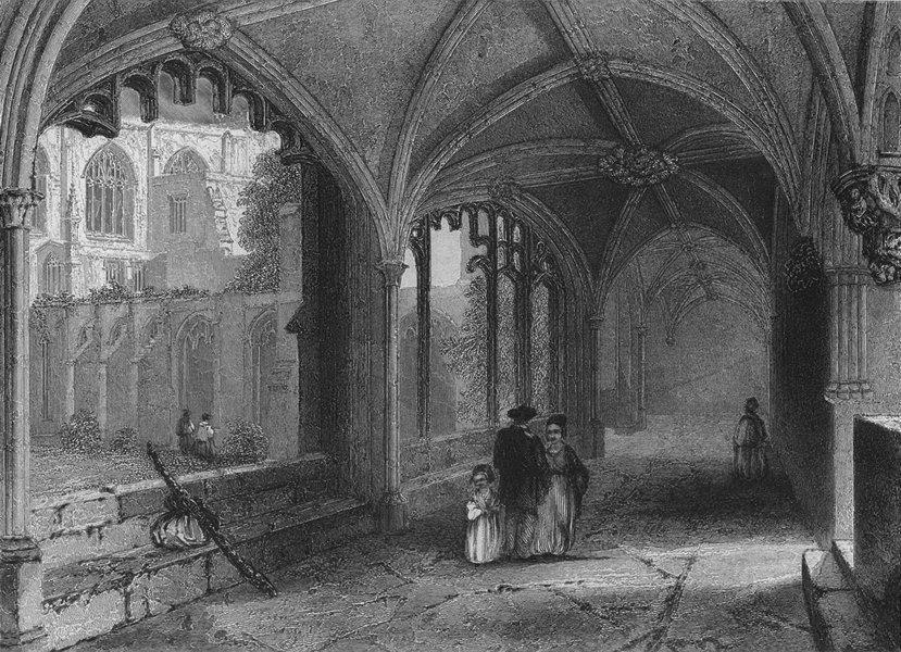 Associate Product CHESHIRE. Chester Cathedral Cloisters 1836 old antique vintage print picture