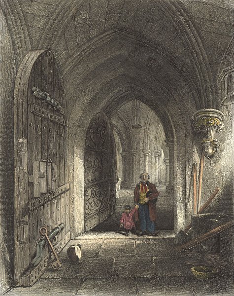 Associate Product SOMT. Wells Cathedral entry to Crypt 1836 old antique vintage print picture