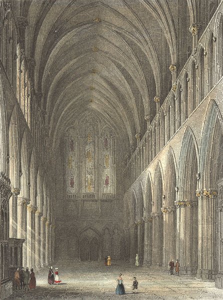 SOMT. Wells Cathedral Nave. 10 1836 old antique vintage print picture