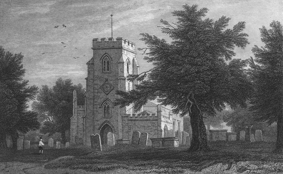 WALES. Overton Church, Flintshire. Gastineau 1831 old antique print picture