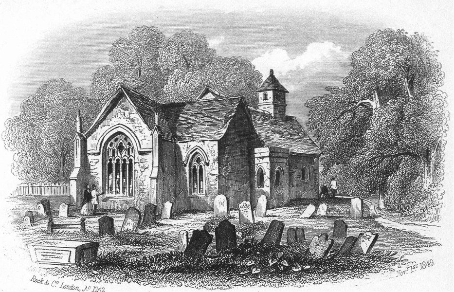 CHARLECOTE. Church, Stratford on Avon. Stratford c1855 old antique print