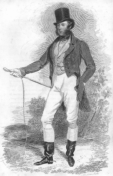 HANTS. Lord Southampton. In Hunting clothes 1837 old antique print picture