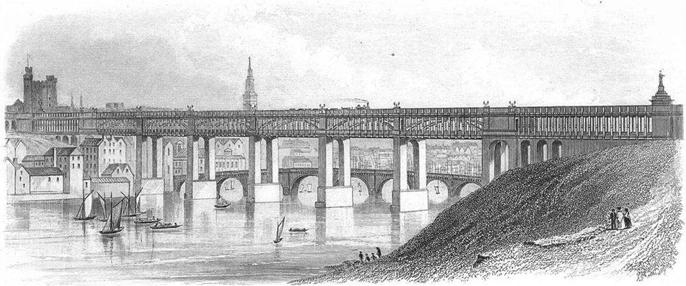 Associate Product DURHAM. High level bridge Newcastle. Blackie 1850 old antique print picture