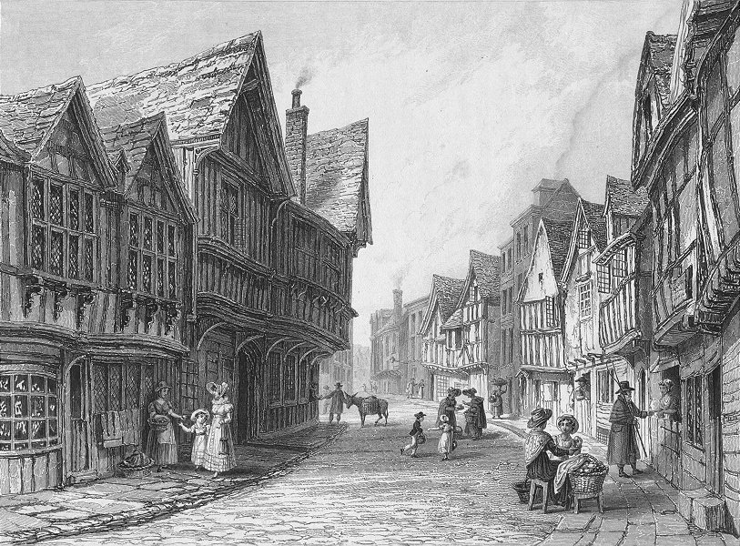 Associate Product WORCS. Friars St-Worcester. Bartlett Friar 1836 old antique print picture