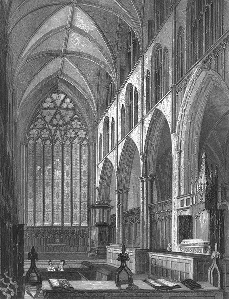 Associate Product YORKS. Ripon Cathedral choir 1836 old antique vintage print picture