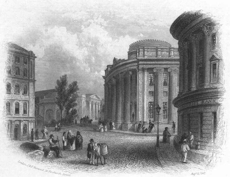 Associate Product YORKS. Town Hall & Commercial Buildings Leeds c1855 old antique print picture