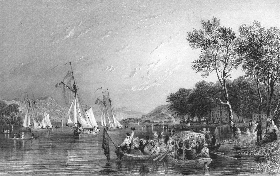 WINDERMERE. Ferry House, Regatta. lake. Westmorland  1832 old antique print