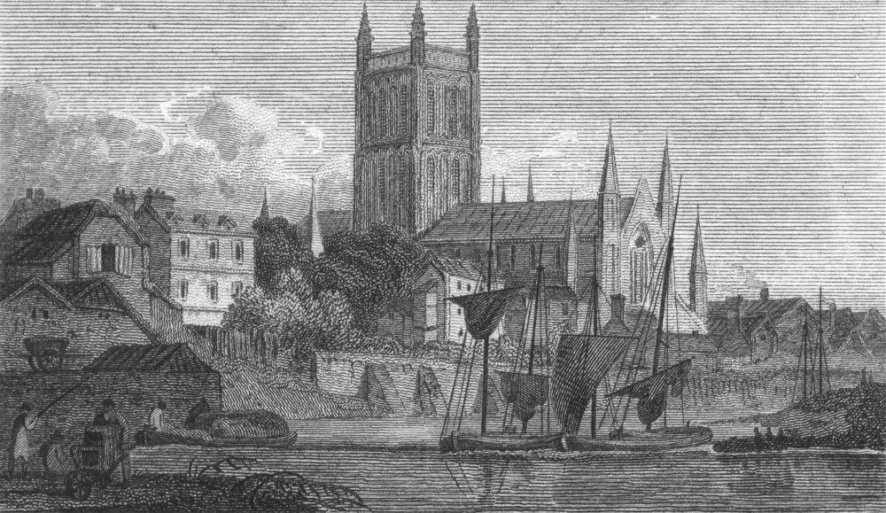 WORCS. Worcester. Lackington River Boats-Turner 1804 old antique print picture