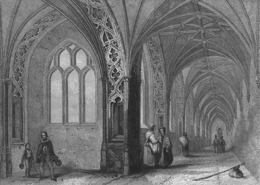 Associate Product WORCS. Worcester Cathedral Cloisters 1836 old antique vintage print picture