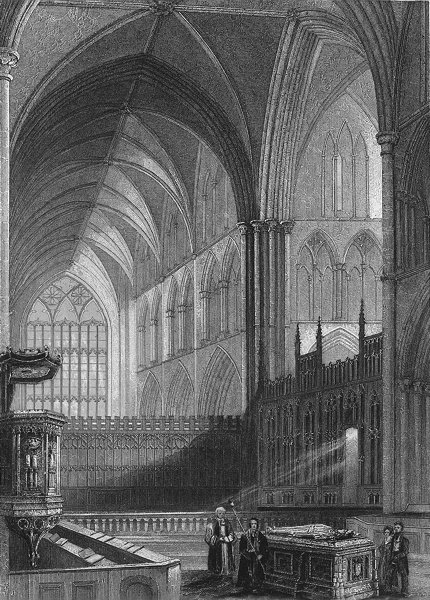 Associate Product WORCS. Worcester Cathedral Choir 1836 old antique vintage print picture