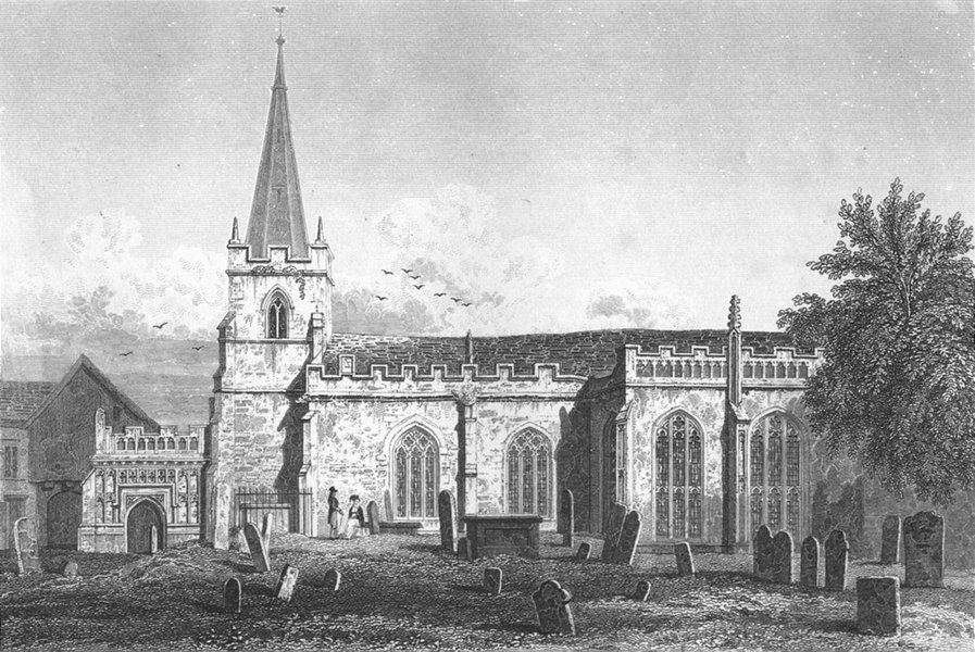 Associate Product EVESHAM. All Saints Church, Worcestershire. Le Keux 1824 old antique print