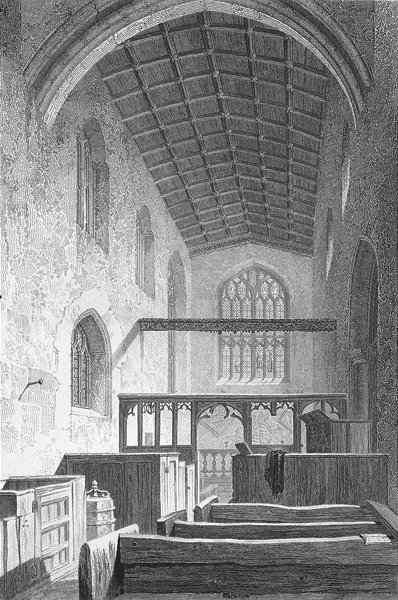 MALVERN. Little Church, Worcestershire. Le Keux 1824 old antique print picture