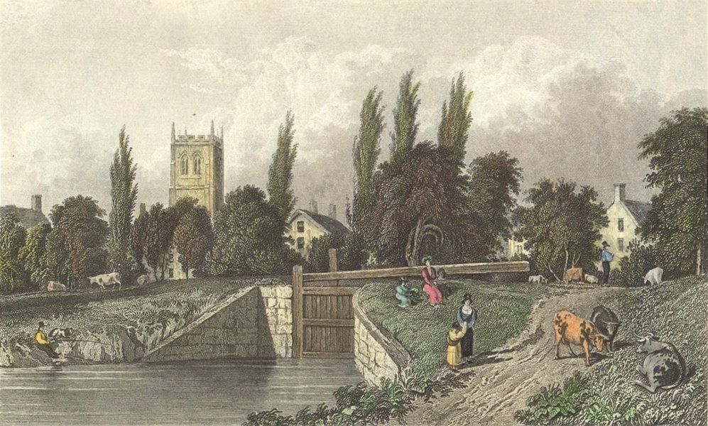 WILTS. Calne, canal. Westall c1833 old antique vintage print picture