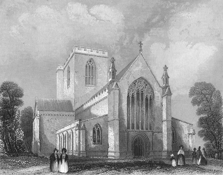 Associate Product WALES. St Asaph's Cathedral west end. Asaph 1836 old antique print picture
