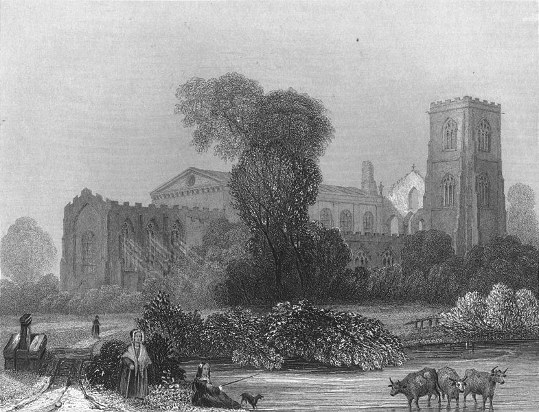 Associate Product WALES. Llandaff Cathedral NE view 1836 old antique vintage print picture