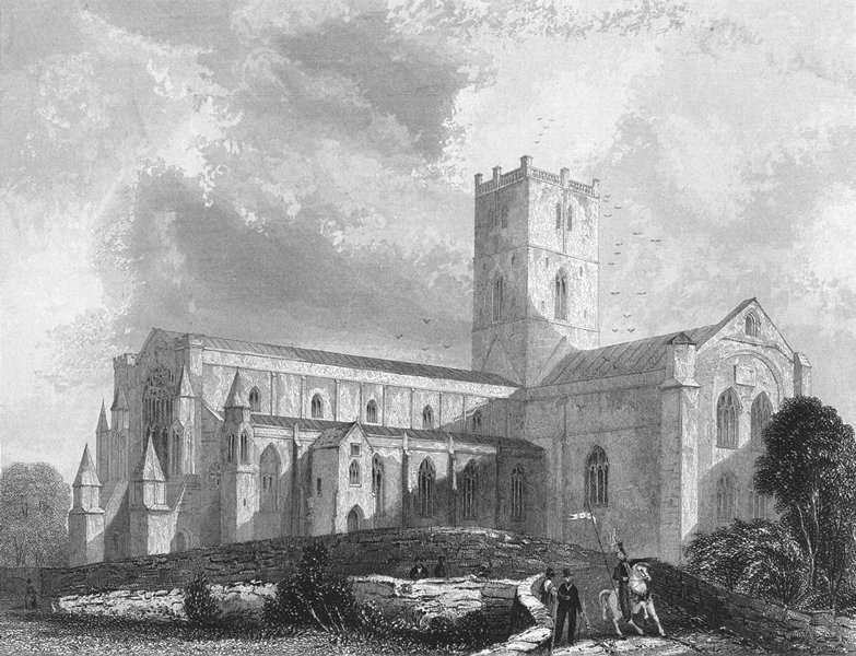 Associate Product WALES. St David's Cathedral SW view 1836 old antique vintage print picture