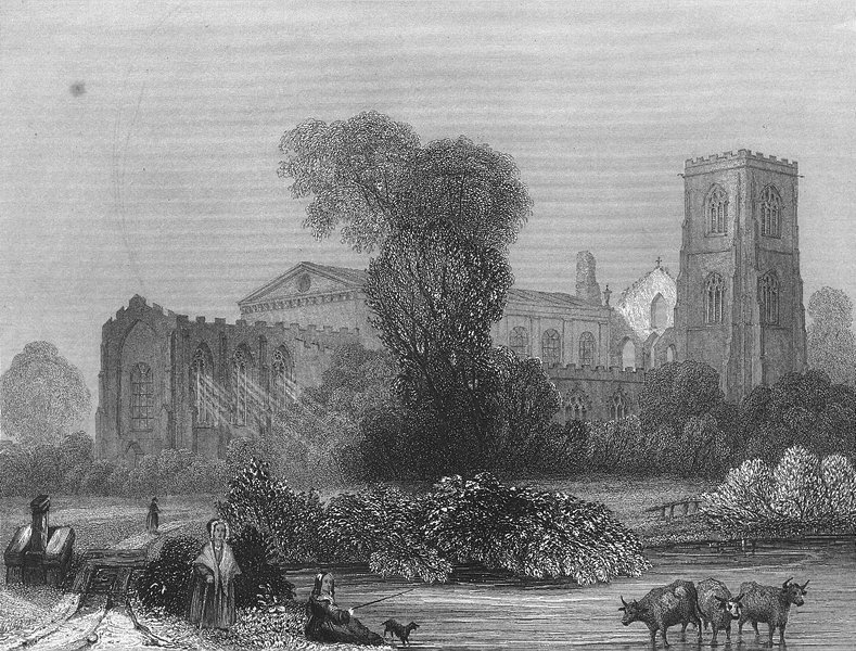WALES. Llandaff Cathedral NE view 1836 old antique vintage print picture