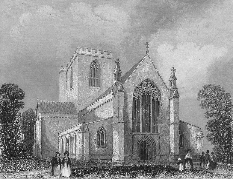 WALES. St Asaph's Cathedral west end. Asaph 1836 old antique print picture