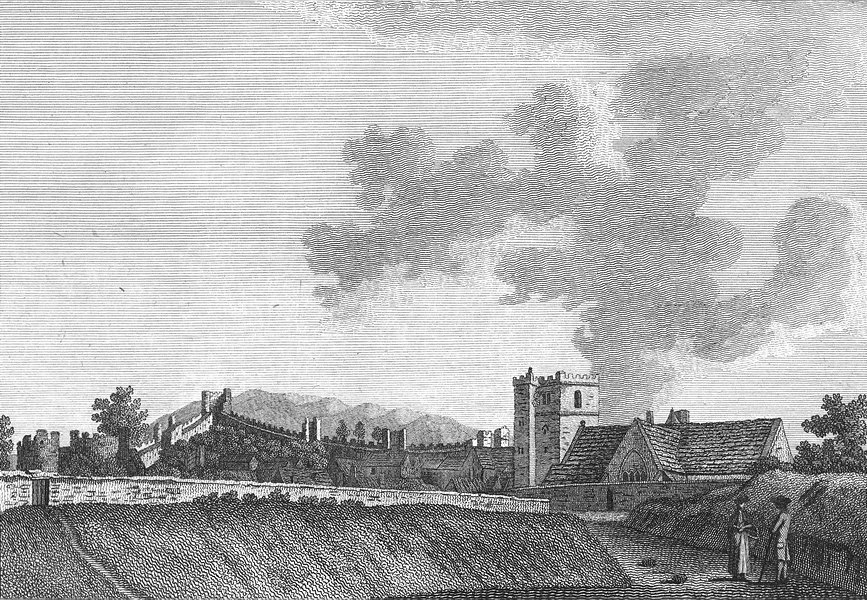 WALES. Conventual Church, Conway Abbey. Caernarfon.  1795 old antique print