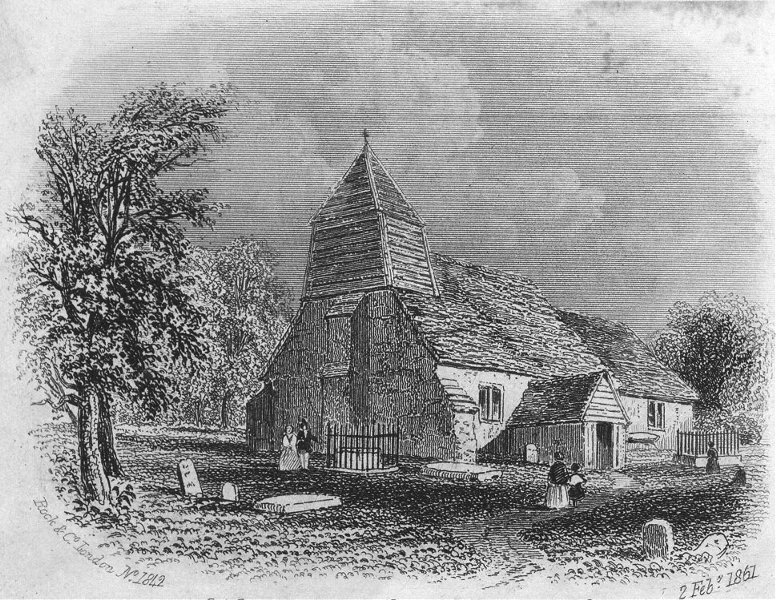 Associate Product SUSSEX. Hollington Church, Hastings c1855 old antique vintage print picture