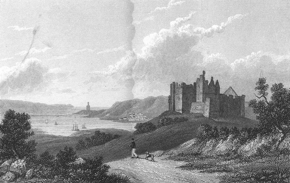 WALES. Oystermouth Castle & Harbour. &. Westall 1830 old antique print picture