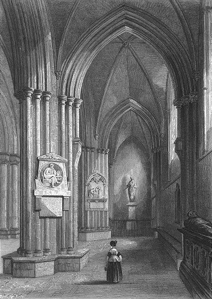 Associate Product SUSSEX. Chichester Cathedral North Aisle 1860 old antique print picture