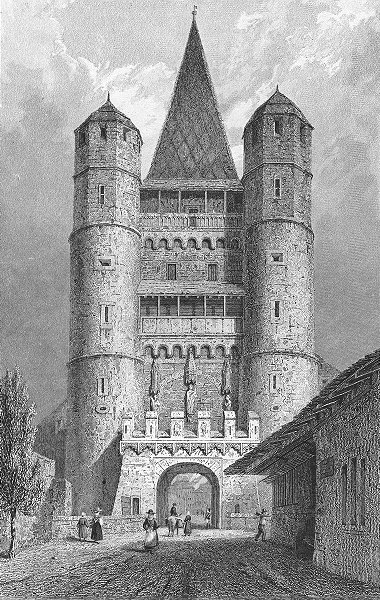 SWITZERLAND. St Pauls gate, Basel. Swiss Tombleson 1830 old antique print