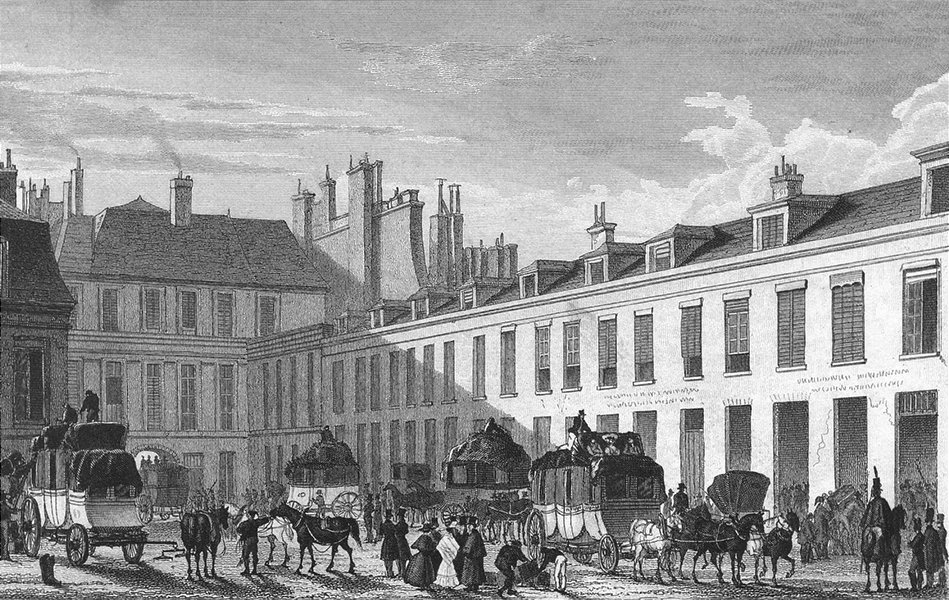 Associate Product PARIS. Messagerie Royale. Horse drawn carriage 1828 old antique print picture