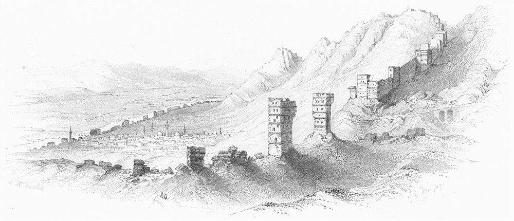 TURKEY. Antioch. Gibbon Detail of walls-Bartlett 1850 old antique print