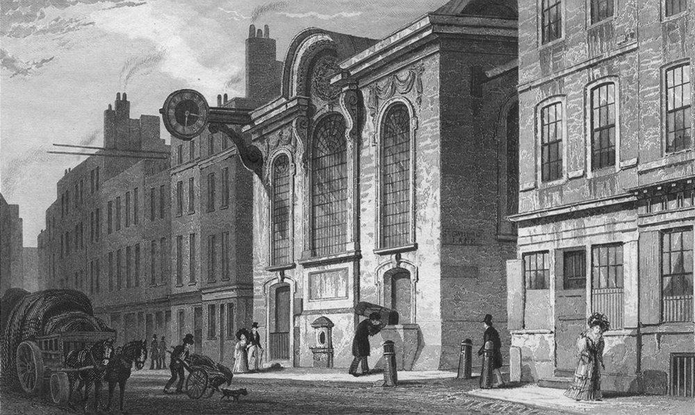 LONDON. St Swithin, Stone, Cannon Street c1830 old antique print picture