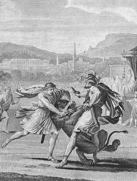 LIONS. Gladiators arena Romans c1800 old antique vintage print picture