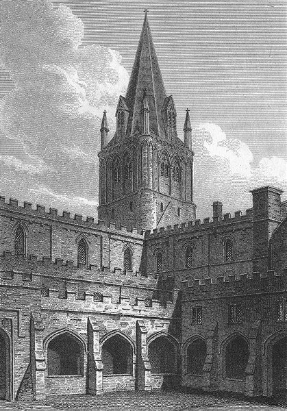 OXFORD. Cathedral. CHALMERS 1810 old antique vintage print picture