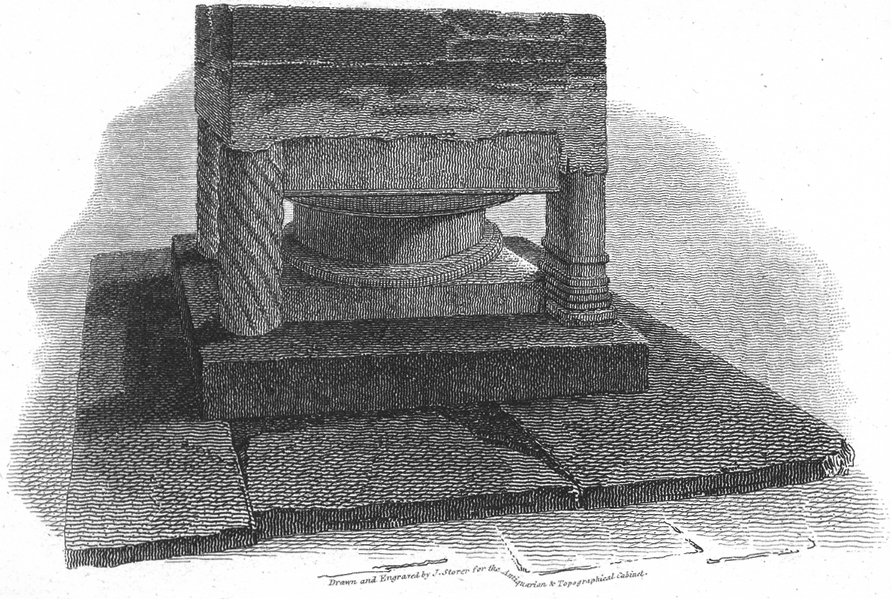 Associate Product OXON. Font in Ifley Church, Oxfordshire 1808 old antique vintage print picture