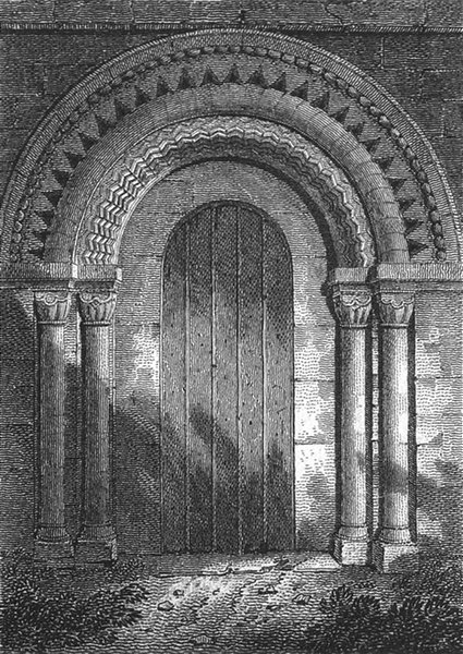 Associate Product OXON. Northdoor of Ifley Church, Oxfordshire 1808 old antique print picture