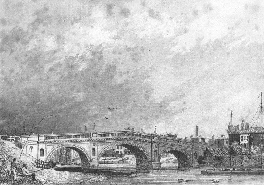 LINCS. Gainsborough bridge. Saunders Fishermen 1836 old antique print picture