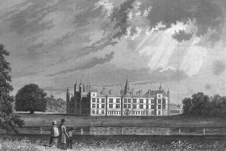 Associate Product LINCS. Burghley House. Saunders lake 1836 old antique vintage print picture