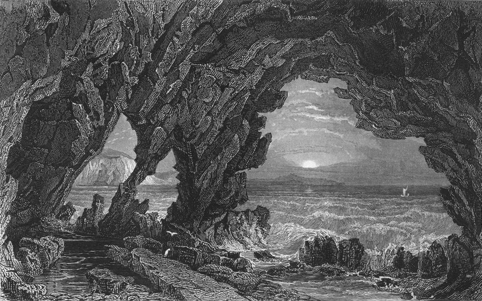 Associate Product ISLE OF WIGHT. Freshwater Cave c1840 old antique vintage print picture