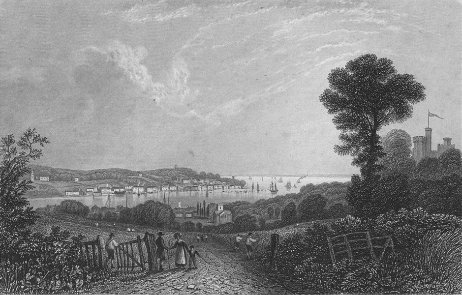 ISLE OF WIGHT. Cowes, Bartlett c1840 old antique vintage print picture