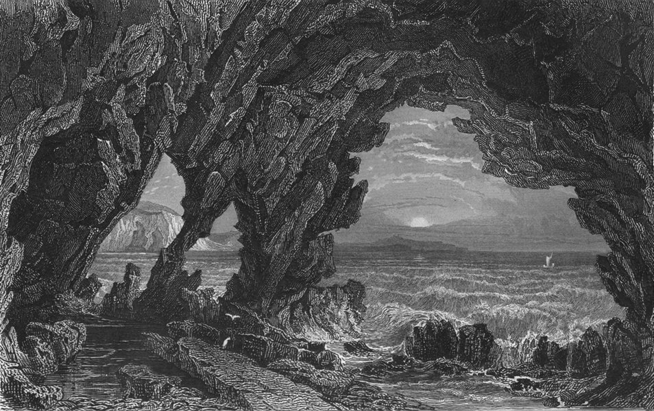 Associate Product ISLE OF WIGHT. Freshwater Cave c1840 old antique vintage print picture