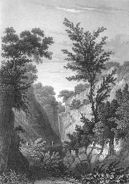 IOW. Head of Shanklin Chine c1840 old antique vintage print picture