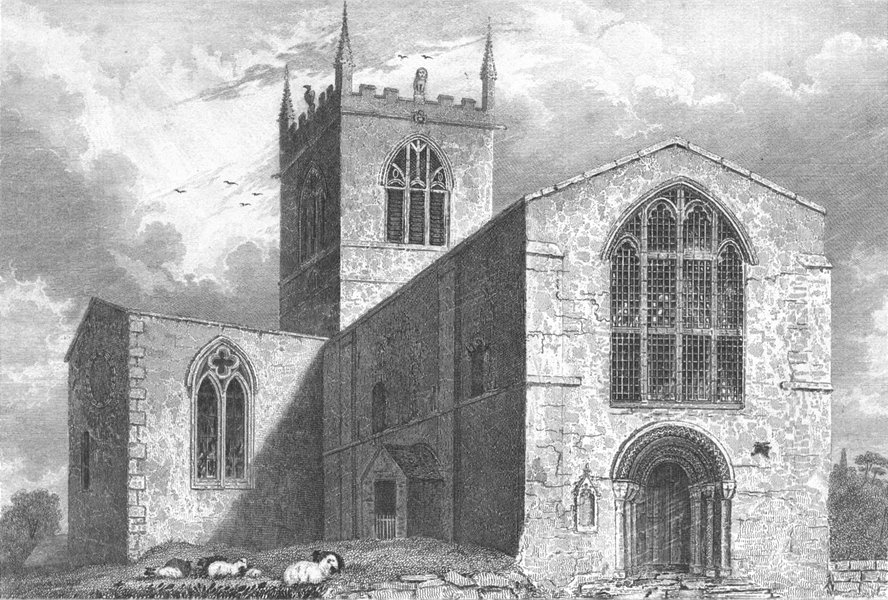 LINCS. Stow Church. Saunders 1836 old antique vintage print picture