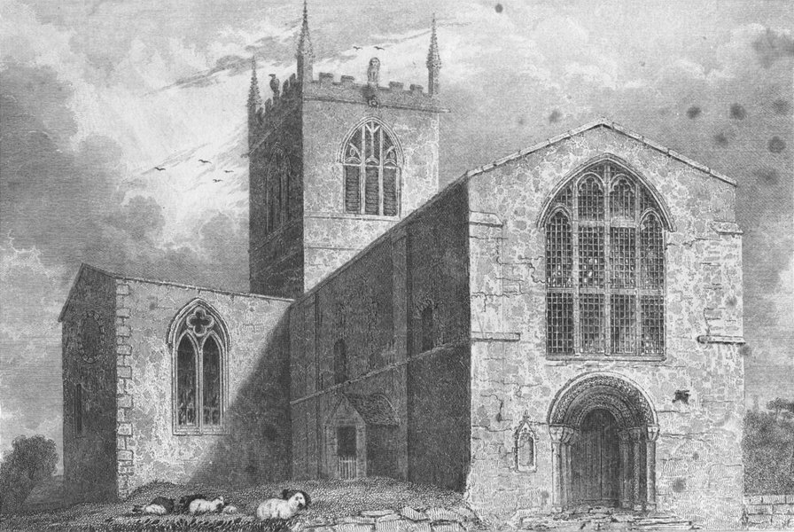 LINCS. Stow Church. Saunders Sheep 1836 old antique vintage print picture