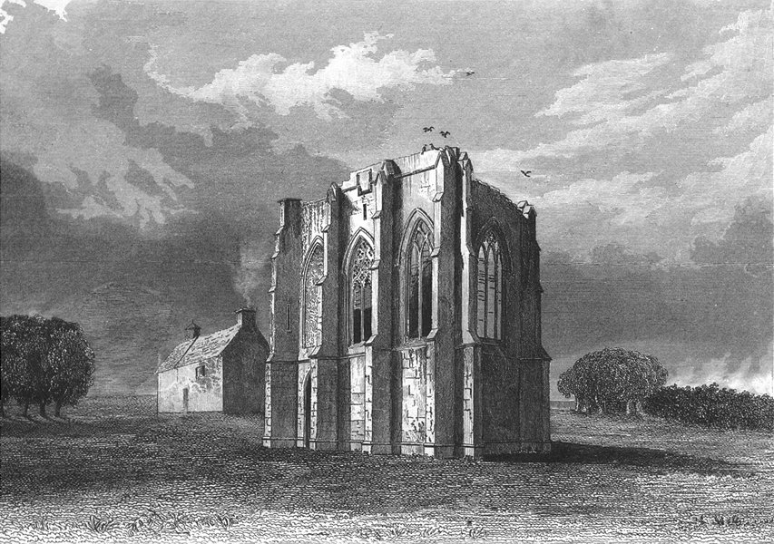 LINCS. Whykam Chapel. Saunders 1836 old antique vintage print picture
