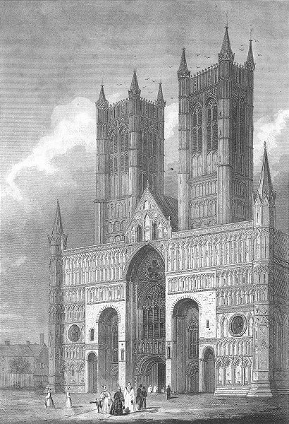 Associate Product LINCS. Lincoln cathedral. Saunders Front view 1836 old antique print picture