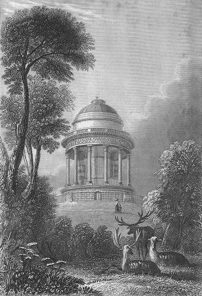 LINCS. Mausoleum, Brocklesby Park. Saunders Deer 1836 old antique print