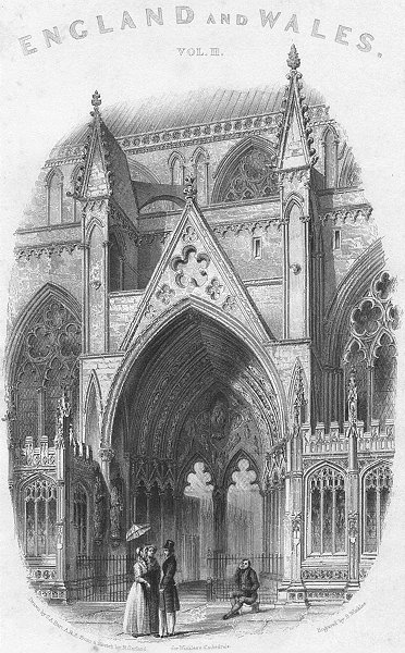 Associate Product LINCS. Lincoln cathedral south entry 1836 old antique vintage print picture