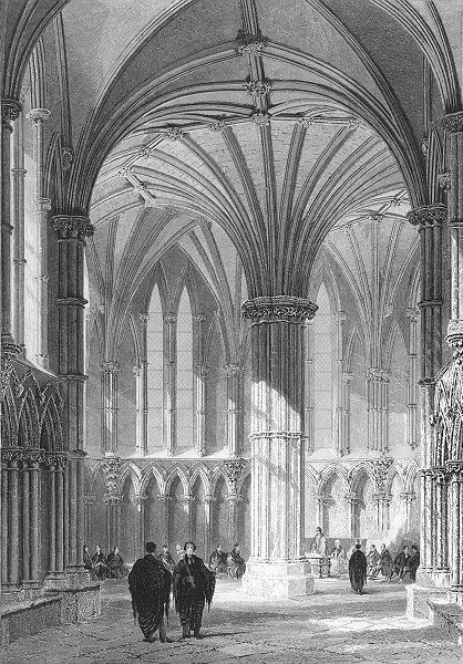 LINCS. Chapter House, Lincoln cathedral. Allom 1836 old antique print picture