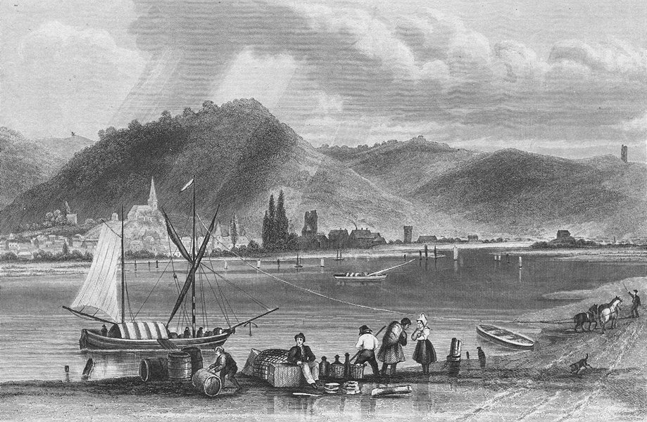 Associate Product GERMANY. Linz. Shepherd river boats 1840 old antique vintage print picture
