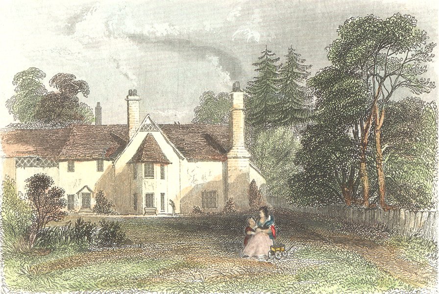 Associate Product HERTS. Birthplace Cowper, poet, Berkhampstead  1835 old antique print picture